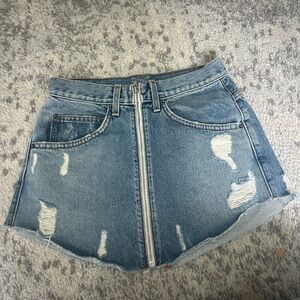 Carmar Blue Denim Skirt with Distressed Details